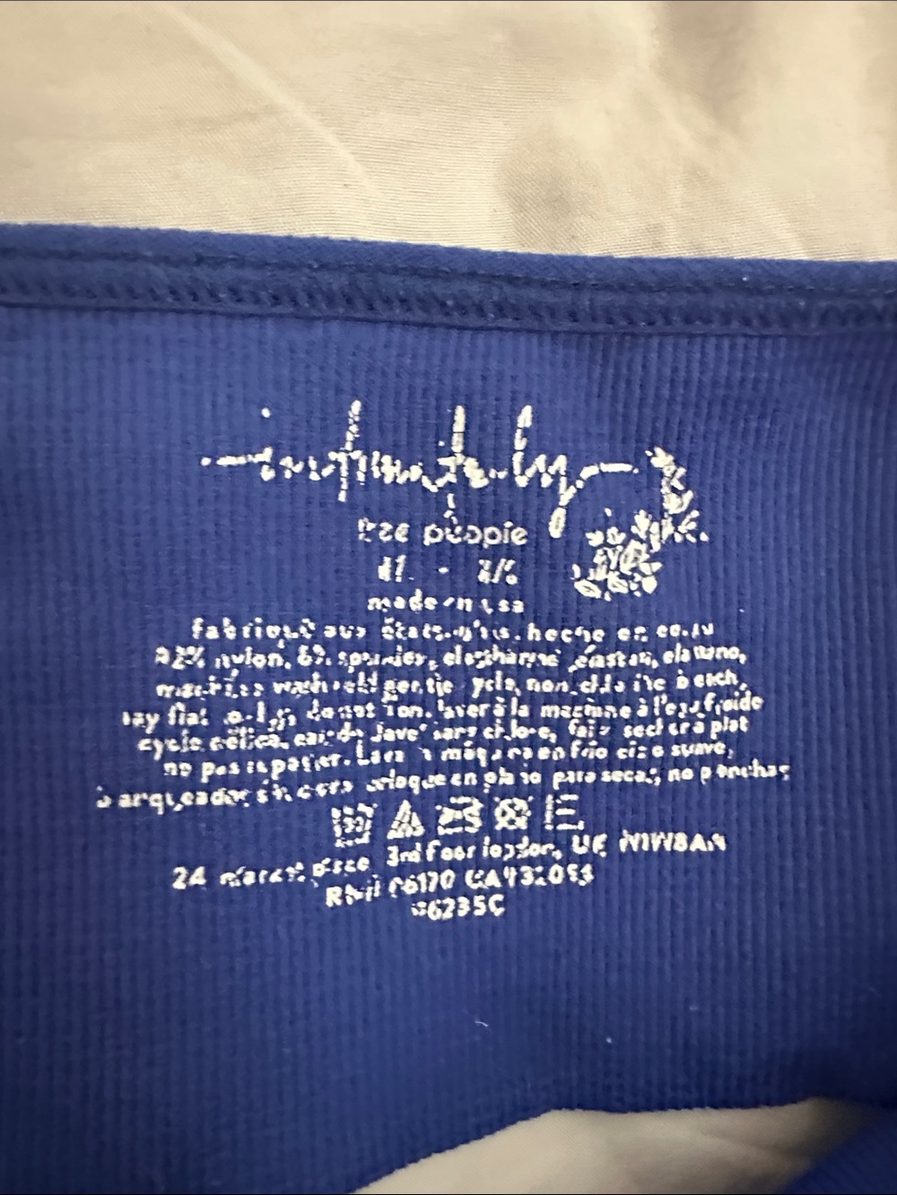 Free People Cobalt Blue Ribbed V-Neck Bralette - Picture 2 of 3